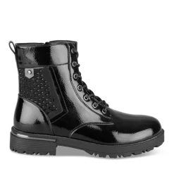 Bottines Rangers NOIR Fille Motif Vernis Lacets