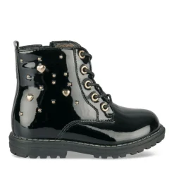 Bottines Rangers NOIR Fille Motif Vernis Lacets