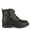 Bottines Rangers NOIR Fille Motif Etoiles Lacets