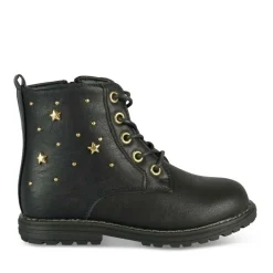 Bottines Rangers NOIR Fille Motif Etoiles Lacets