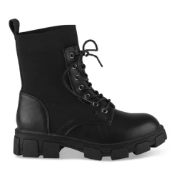 Bottines Rangers NOIR Fille Motif Uni Lacets
