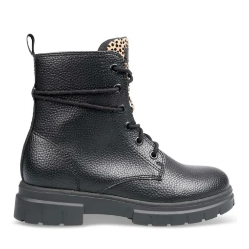 Bottines Rangers NOIR Fille Motif Uni Lacets
