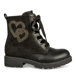 Bottines Rangers NOIR Fille Motif Uni Lacets