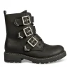 Bottines Rangers NOIR Fille Motif Uni Lacets