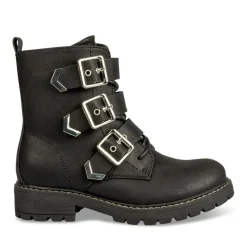 Bottines Rangers NOIR Fille Motif Uni Lacets