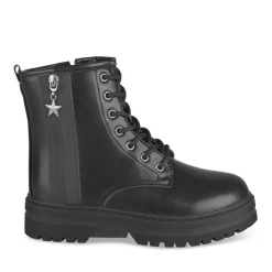 Bottines Rangers NOIR Fille Motif Uni Lacets