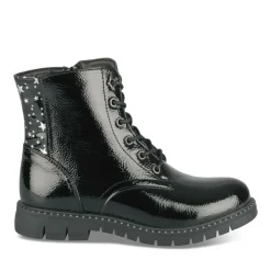 Bottines Rangers NOIR Fille Motif Vernis Lacets