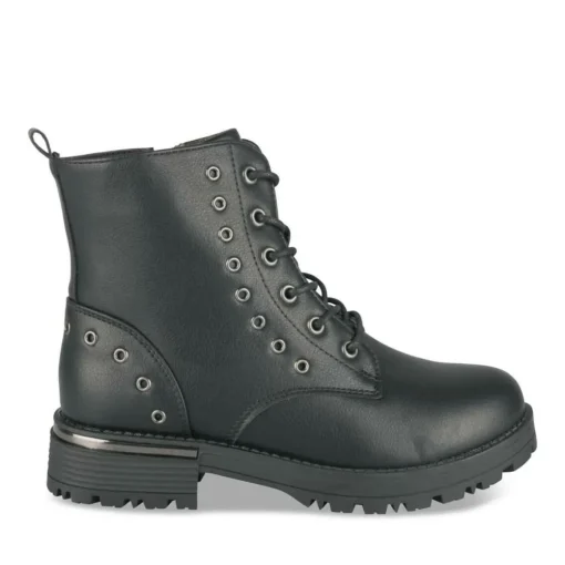 Bottines Rangers NOIR Fille Motif Clouté Lacets