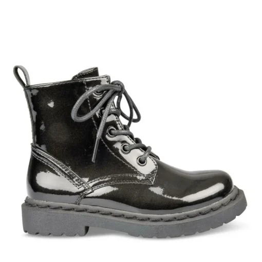 Bottines Rangers NOIR Fille Motif Uni Lacets