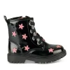 Bottines Rangers NOIR Fille Motif Fleuri Fermeture éclair