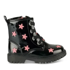 Bottines Rangers NOIR Fille Motif Fleuri Fermeture éclair
