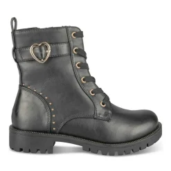 Bottines Rangers NOIR Fille Motif Uni Lacets