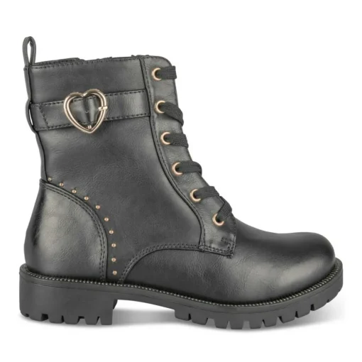 Bottines Rangers NOIR Fille Motif Uni Lacets