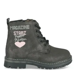 Bottines Rangers NOIR Fille Motif Coeurs A Enfiler
