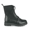 Bottines Rangers NOIR Fille Motif Uni Lacets