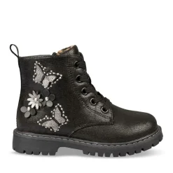 Bottines Rangers NOIR Fille Motif Uni Lacets