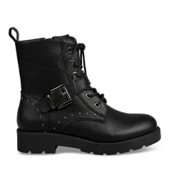 Bottines Rangers NOIR Fille Motif Uni Lacets