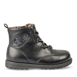 Bottines Rangers NOIR Fille Motif Uni Lacets