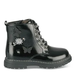 Bottines Rangers NOIR Fille Motif Vernis Lacets