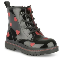 Bottines Rangers NOIR Fille Motif Coeurs Fermeture éclair