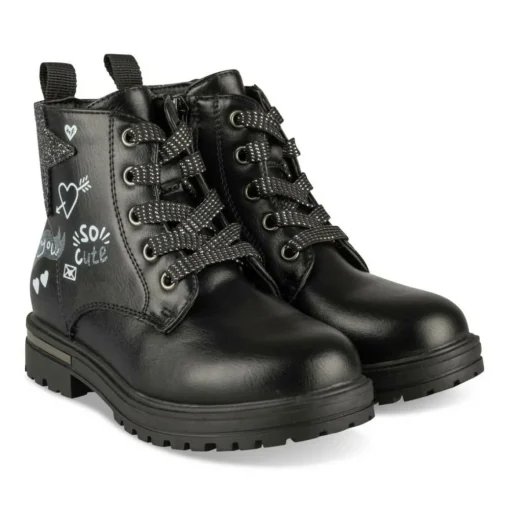 Bottines Rangers NOIR Fille Motif Uni Fermeture éclair