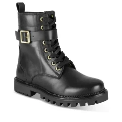 Bottines Rangers NOIR Fille CUIR Motif Uni A Enfiler