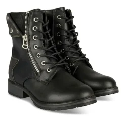 Bottines Rangers NOIR Fille Motif Etoiles Lacets
