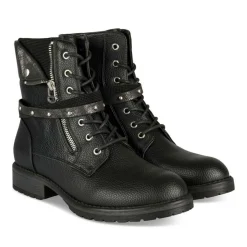 Bottines Rangers NOIR Fille Motif Clouté Lacets