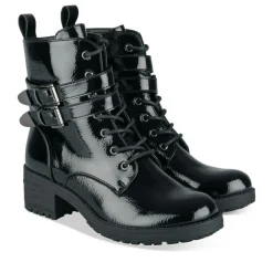 Bottines Rangers NOIR Fille Motif Vernis Fermeture éclair