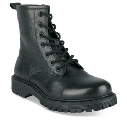 Bottines Rangers NOIR Fille CUIR Motif Uni Lacets