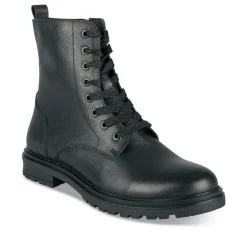 Bottines Rangers NOIR Fille CUIR Motif Uni Lacets