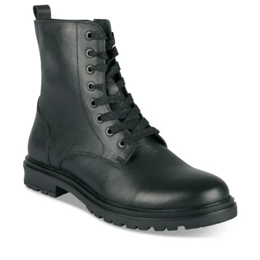 Bottines Rangers NOIR Fille CUIR Motif Uni Lacets