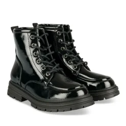 Bottines Rangers NOIR Fille Motif Vernis Lacets