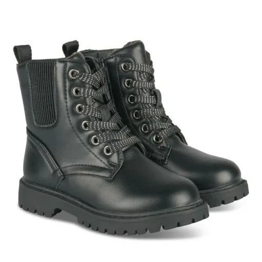 Bottines Rangers NOIR Fille Motif Vernis Lacets
