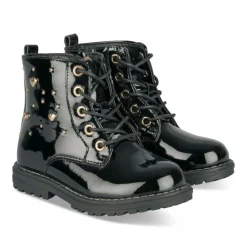 Bottines Rangers NOIR Fille Motif Vernis Lacets