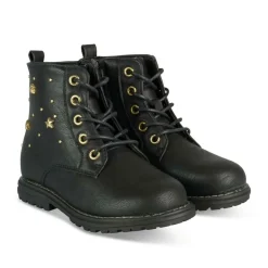 Bottines Rangers NOIR Fille Motif Etoiles Lacets