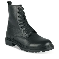 Bottines Rangers NOIR Fille CUIR Motif Uni Lacets