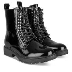 Bottines Rangers NOIR Fille Motif Uni Lacets