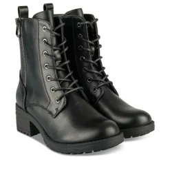 Bottines Rangers NOIR Fille Motif Uni Lacets