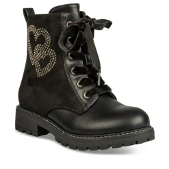 Bottines Rangers NOIR Fille Motif Uni Lacets