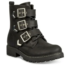 Bottines Rangers NOIR Fille Motif Uni Lacets