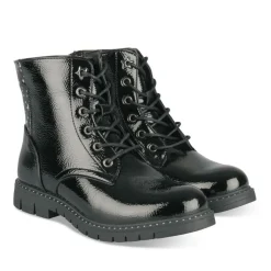 Bottines Rangers NOIR Fille Motif Vernis Lacets