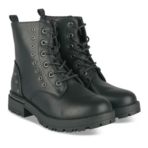 Bottines Rangers NOIR Fille Motif Clouté Lacets