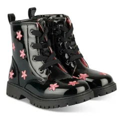 Bottines Rangers NOIR Fille Motif Fleuri Fermeture éclair
