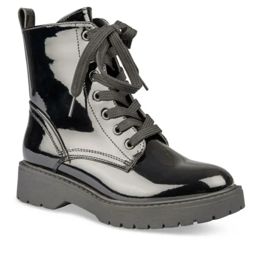 Bottines Rangers NOIR Fille Motif Uni Lacets
