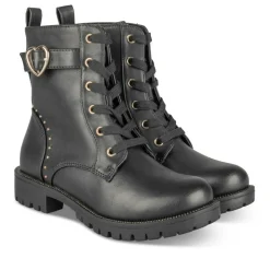 Bottines Rangers NOIR Fille Motif Uni Lacets