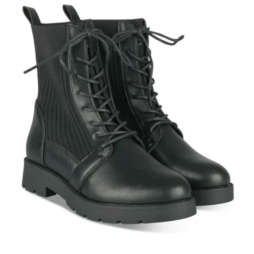 Bottines Rangers NOIR Fille Motif Uni Lacets
