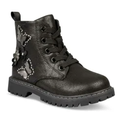 Bottines Rangers NOIR Fille Motif Uni Lacets