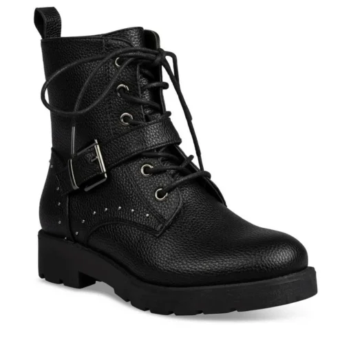 Bottines Rangers NOIR Fille Motif Uni Lacets