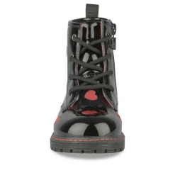 Bottines Rangers NOIR Fille Motif Coeurs Fermeture éclair